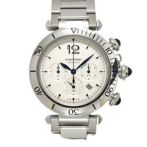 Cartier Pasha De Cartier Chronograph Wspa0018 Men's Watch Date Silver Automatic